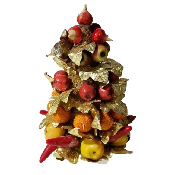 Mid-Century Gold Leaf & Fruit Tabletop Tree Decoration - Picture 3 of 4